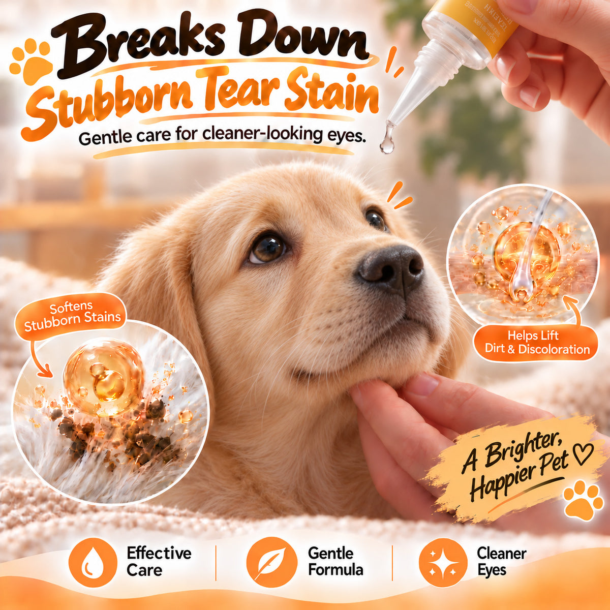 🔥Limit time40%OFF+BUY 2 GET 1 FREE Hudros® Gentle Pet Eye Stain Remover Essence Nourishing Drops