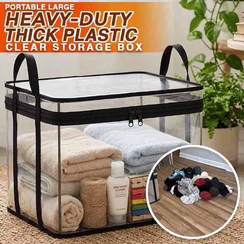 Portable Large Heavy-Duty Thick Plastic Clear Storage Box
