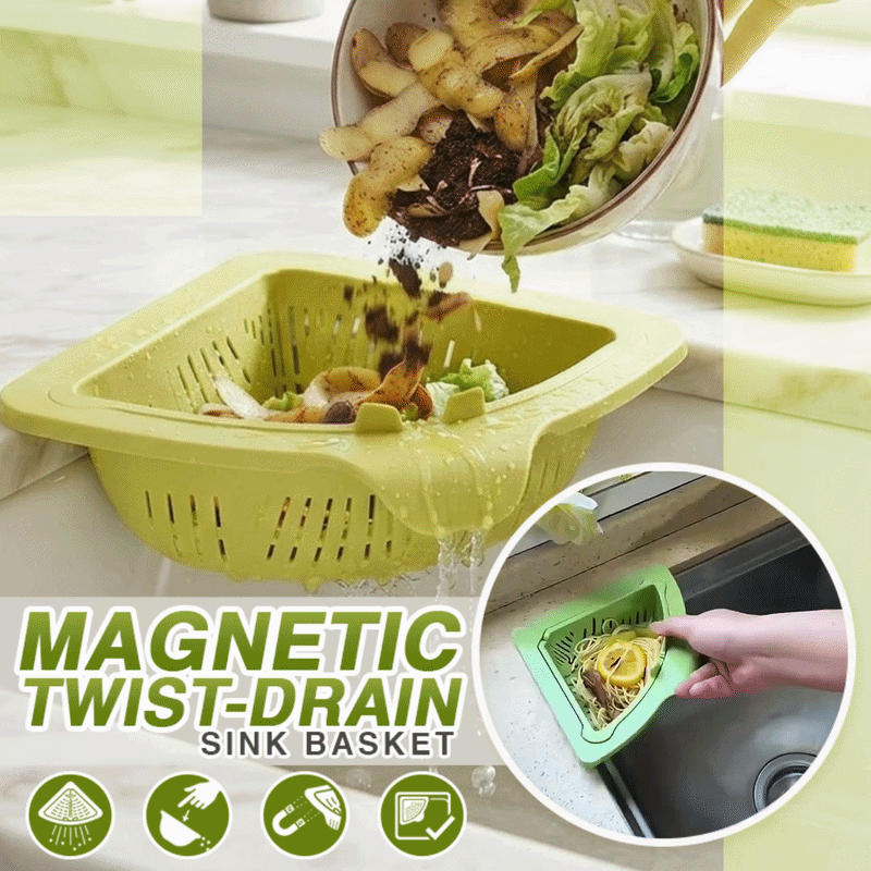 Magnetic Twist-Drain Sink Basket